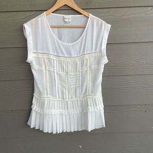 Reiss 100% silk off white blouse